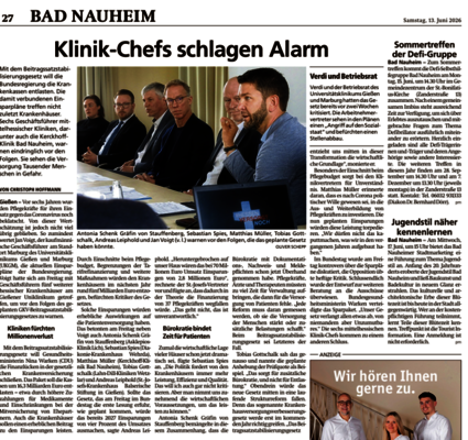 Klinikchefs schlagen Alarm